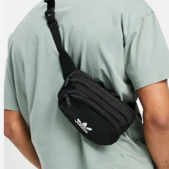 ADIDAS ORIGINALS SPORT WAIST or Cross body PACK Black and White 2 pouch Unisex - Picture 16 of 16